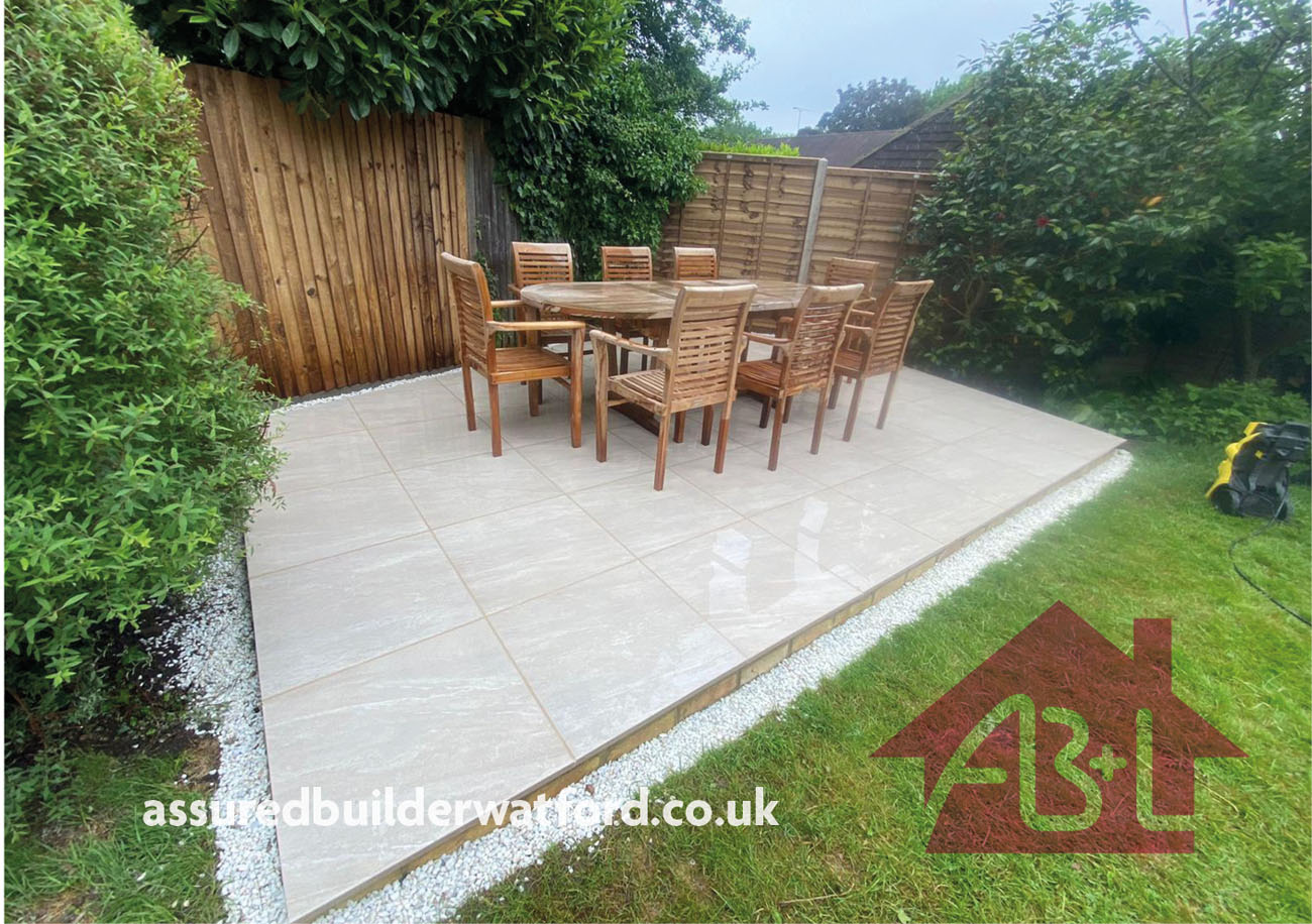 Marble style patio area